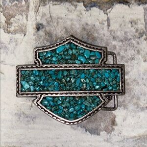Harley-Davidson Bar&Shield belt buckle. turquoise